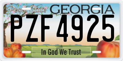 GA license plate PZF4925