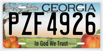 GA license plate PZF4926