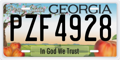 GA license plate PZF4928