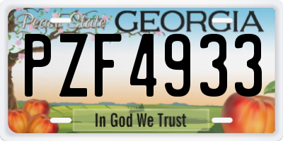 GA license plate PZF4933