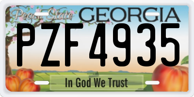 GA license plate PZF4935
