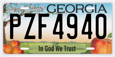 GA license plate PZF4940