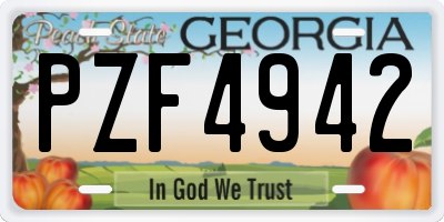 GA license plate PZF4942