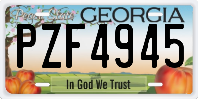 GA license plate PZF4945