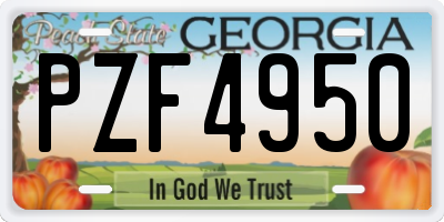 GA license plate PZF4950