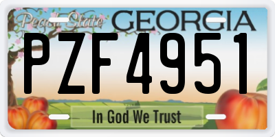 GA license plate PZF4951