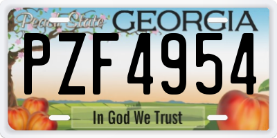 GA license plate PZF4954