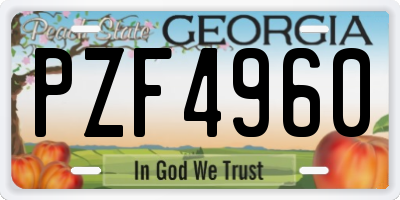GA license plate PZF4960