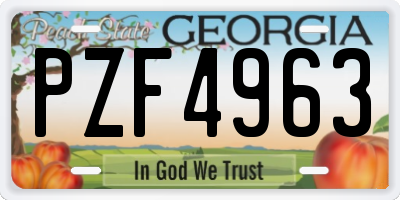 GA license plate PZF4963