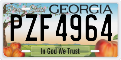 GA license plate PZF4964