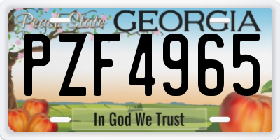 GA license plate PZF4965