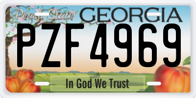 GA license plate PZF4969
