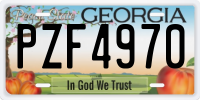 GA license plate PZF4970