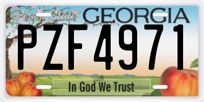 GA license plate PZF4971