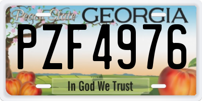 GA license plate PZF4976