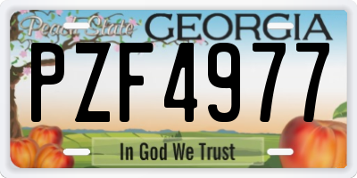 GA license plate PZF4977