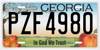 GA license plate PZF4980