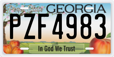GA license plate PZF4983