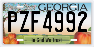 GA license plate PZF4992