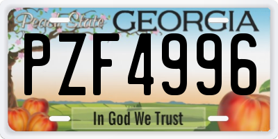 GA license plate PZF4996