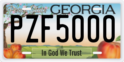 GA license plate PZF5000