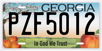 GA license plate PZF5012