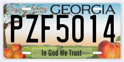 GA license plate PZF5014