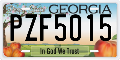GA license plate PZF5015