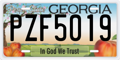 GA license plate PZF5019