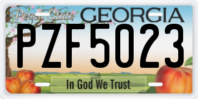 GA license plate PZF5023
