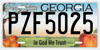 GA license plate PZF5025