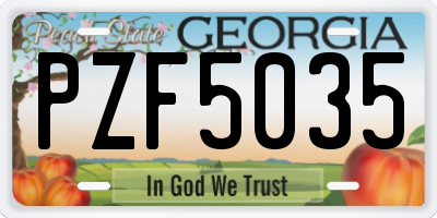 GA license plate PZF5035