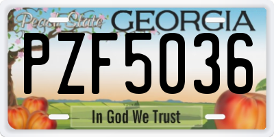GA license plate PZF5036