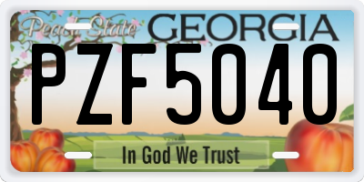 GA license plate PZF5040