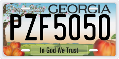 GA license plate PZF5050