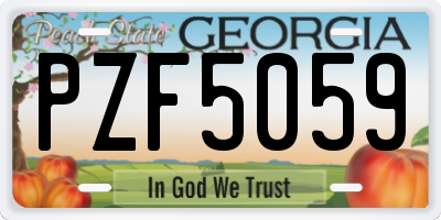 GA license plate PZF5059