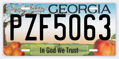 GA license plate PZF5063