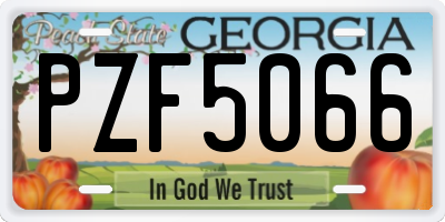 GA license plate PZF5066