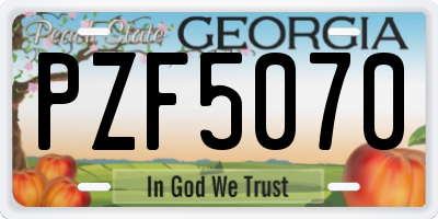 GA license plate PZF5070