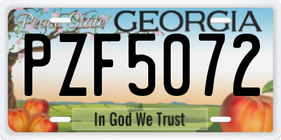 GA license plate PZF5072