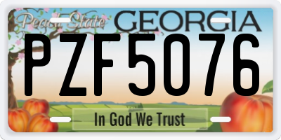 GA license plate PZF5076