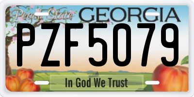 GA license plate PZF5079