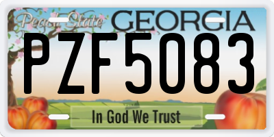 GA license plate PZF5083