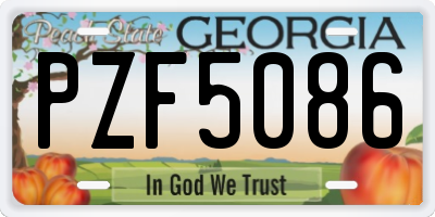 GA license plate PZF5086