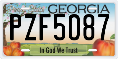 GA license plate PZF5087