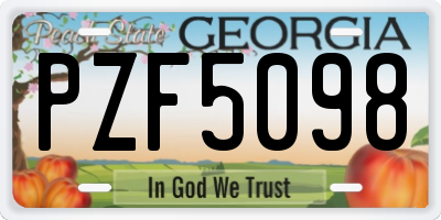 GA license plate PZF5098
