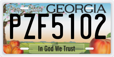 GA license plate PZF5102