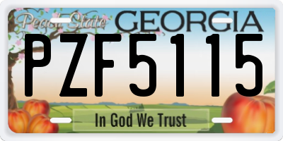 GA license plate PZF5115