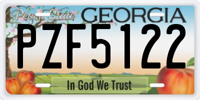 GA license plate PZF5122