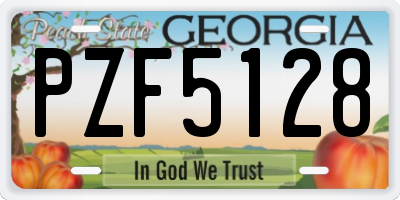 GA license plate PZF5128